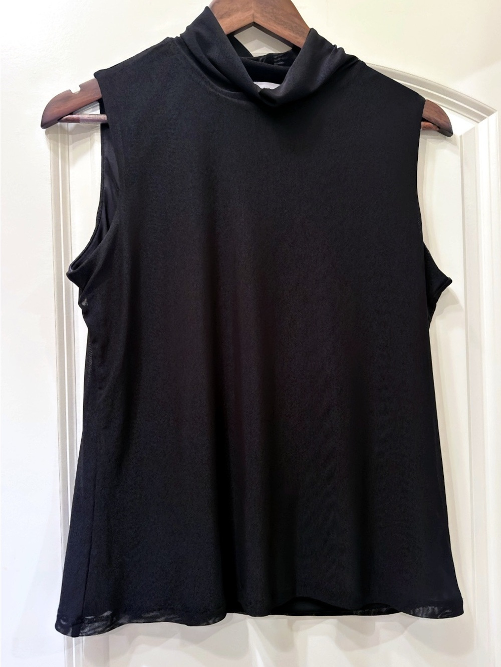 Calvin Klein Black Mesh Mock Neck Sleeveless Top Size Large
